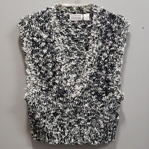 Stepping Stones Vintage Black and White Cropped Boucle Knit Sweater Vest